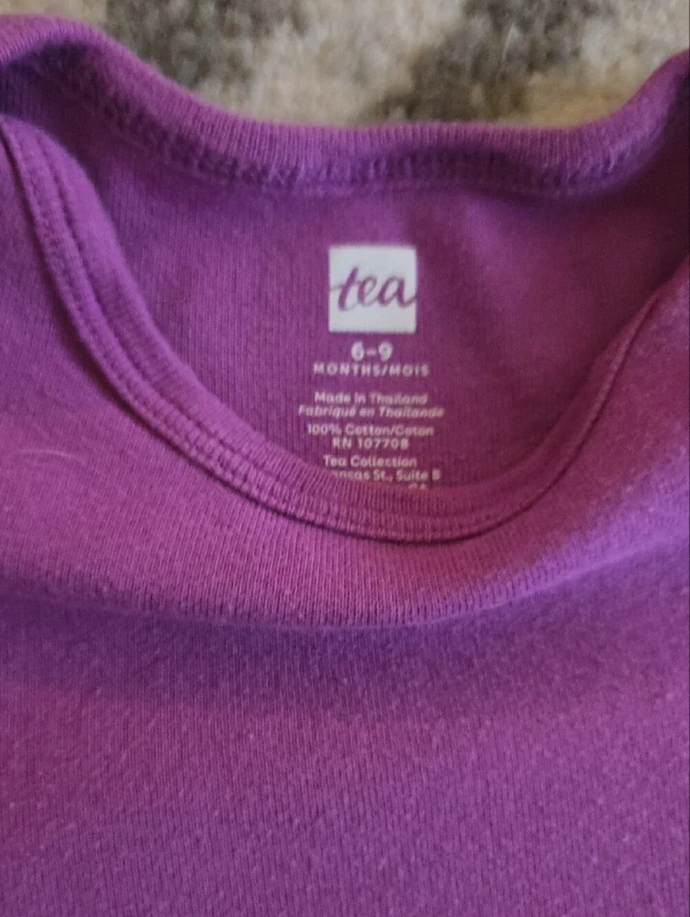Tea Collection Onesie Purple Top and Navy Floral Bottom Size 6-9 months